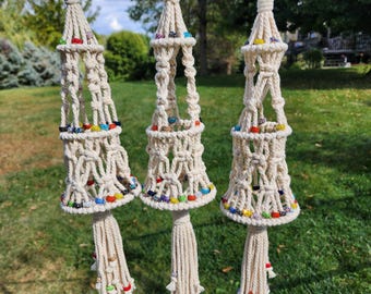 Mini Macrame Hanging Christmas Trees – Whimsical Holiday Decor!