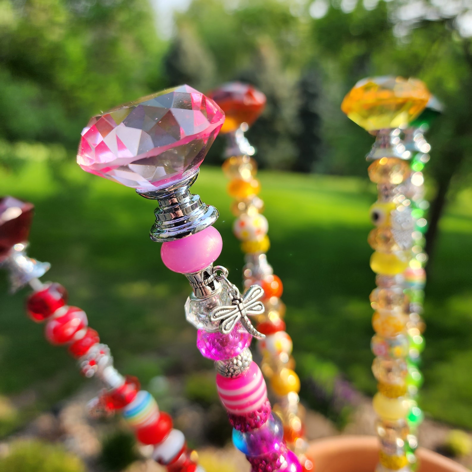 Sun Catcher Garden Stakes jeweled Garden Stake garden Bling Etsy