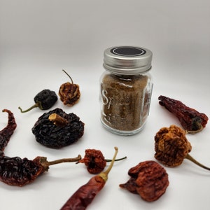 Mystery chili pepper powder containing dried hot ground chilies - a spicy and flavorful seasoning!