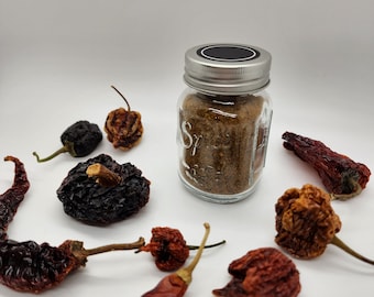 Mystery chili pepper powder containing dried hot ground chilies - a spicy and flavorful seasoning!