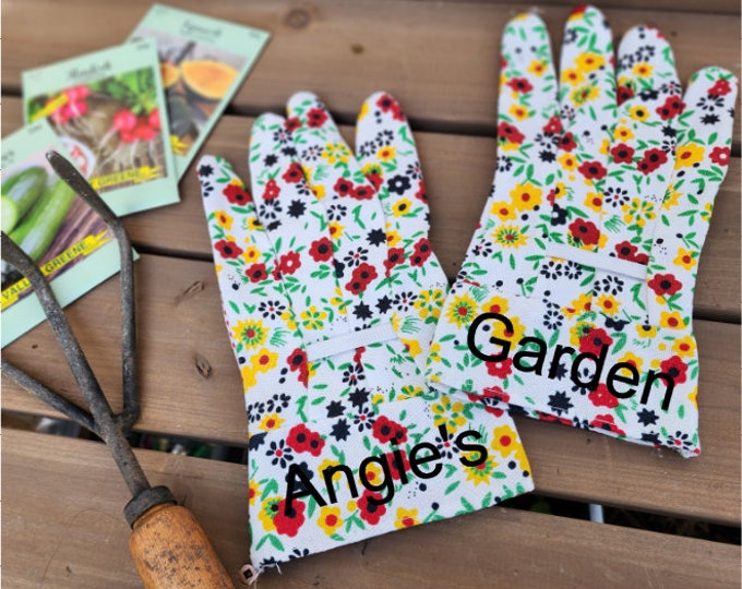 Personalized Floral Garden Gloves - Gardening Gift