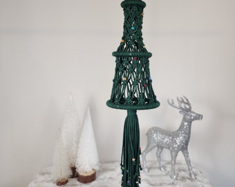 Hanging Macrame Mini Christmas Tree - Use for Mid-Century or Retro holiday decor