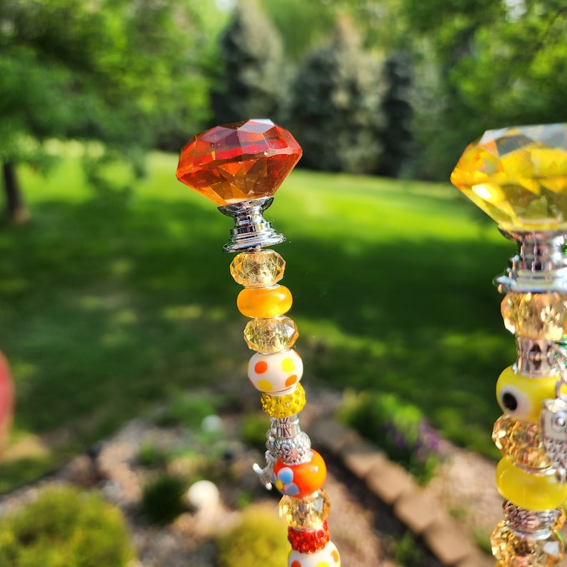 Sun Catcher Garden Stakes jeweled Garden Stake garden Bling Etsy