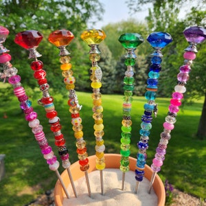 Sun catcher garden stakes -Jeweled garden stake -Garden bling - Gem sun catcher - Gift for Gardner - Yard art - Elegant garden accessory