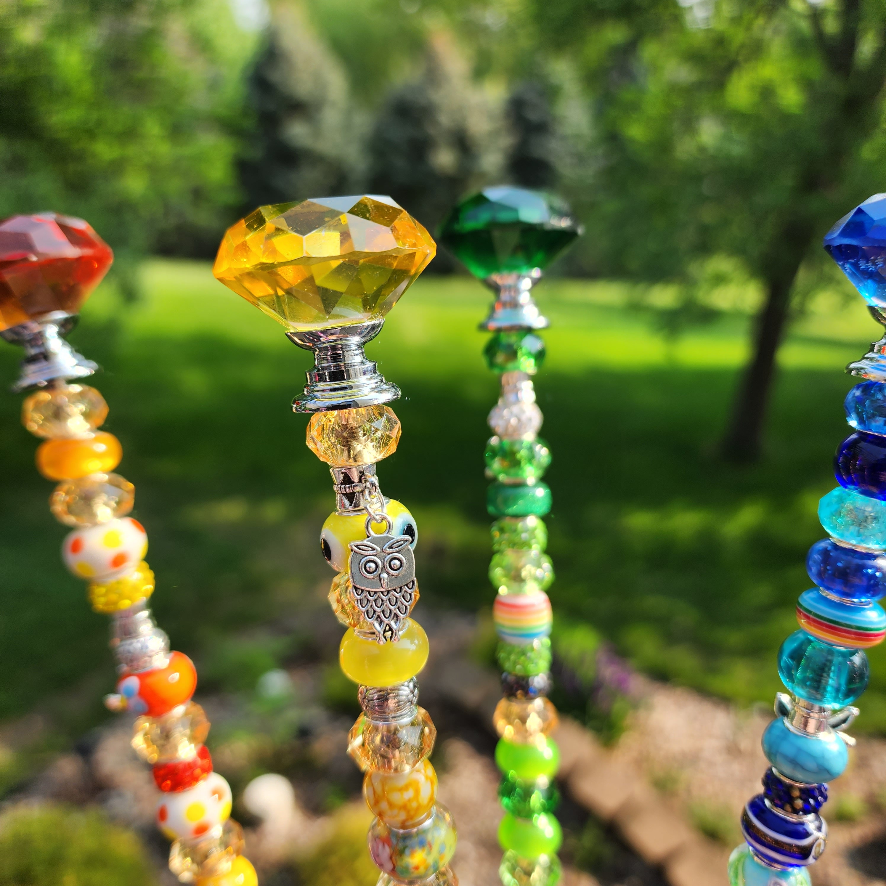 Sun Catcher Garden Stakes jeweled Garden Stake garden Bling Etsy