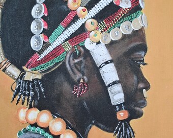 African Woman Acrylic Giclee Print by Artist Joan Mitchell