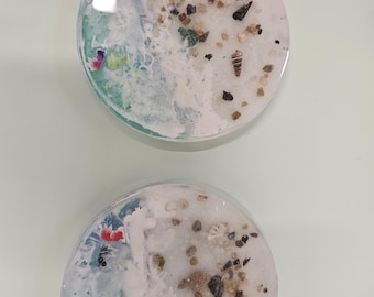2 Piece Set Of Resin Beach Coasters