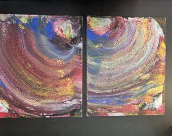 Circles Of Cellular Confusion (A 2 Piece Set), Original Fluid Art By Joan Mitchell