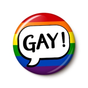 Gay! Pin Button |  Anti-Florida Don&#39;t Say Gay Pin | LGBTQ Button | Say Gay Protest Pin | 1 Inch or 1.75 Inch Pinback Button