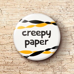 Creepy Paper Pin Button - Vampire Crepe Paper Nandor Pinback Buttons
