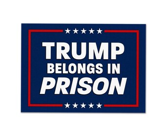 Trump Belongs In Prison Sticker FREE SHIPPING | Lock Him Up Anti-Trump Bumper Sticker | Trump For Prison 2024 | Waterproof Vinyl Sticker