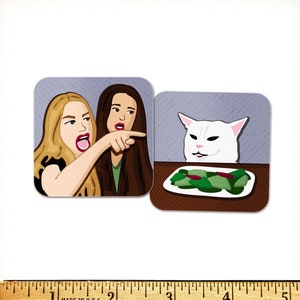 Woman Yells At Cat Sticker Set FREE SHIPPING | Housewives Fan Cat Meme Stickers | Funny Women Yelling At Cat Meme | Waterproof Vinyl Sticker
