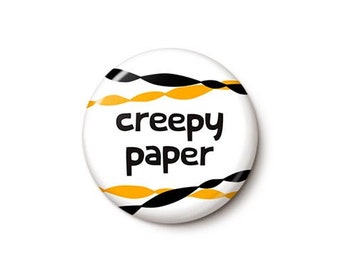 Creepy Paper Pin Button | Crepe Paper Nandor Pin | Vampire Party Supplies Halloween Button | 1 Inch or 1.75 Inch Pinback Button