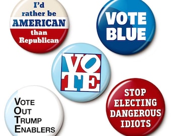 Blue Wave Election Button/Magnet Set - Anti-Republican Anti-GOP Pins - 2022 Election Buttons - 1 or 1.75 Inch Pinback Buttons or Magnets