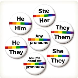 Pronoun Pin Helvetica Pride Flag Pronoun Pin Button She He They Them Any Ask Me Bulk Pronoun Pins 1 Inch or 1.75 Inch Pinback Button image 1