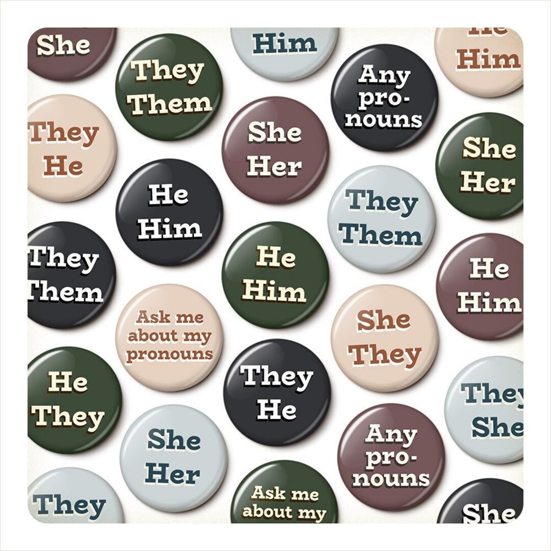 Bulk Pronoun Pins Assorted Colors Earth Tones Pronoun Button Multipack