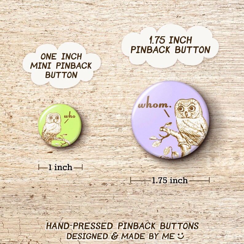 Who Vs. Whom Grammar Owls Buttons Pin Set - Teacher Writer Librarian ...