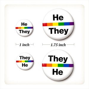 Pronoun Pin Helvetica Pride Flag Pronoun Button She He They image 8