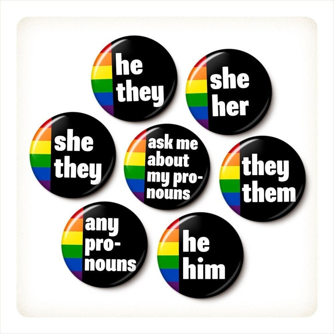 Pronoun Pin Pride Flag Pronoun Pin Button They Them She He Any Ask Me