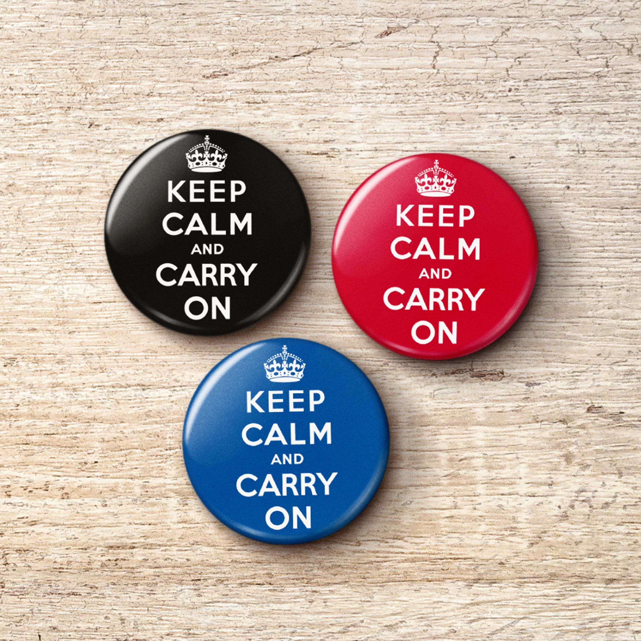 Keep Calm and Carry on Pin Button - Classic Motivational Pinback Buttons -  Etsy, image size:2200x2200