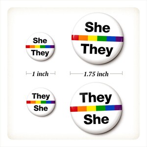 Pronoun Pin Helvetica Pride Flag Pronoun Button She He They image 7