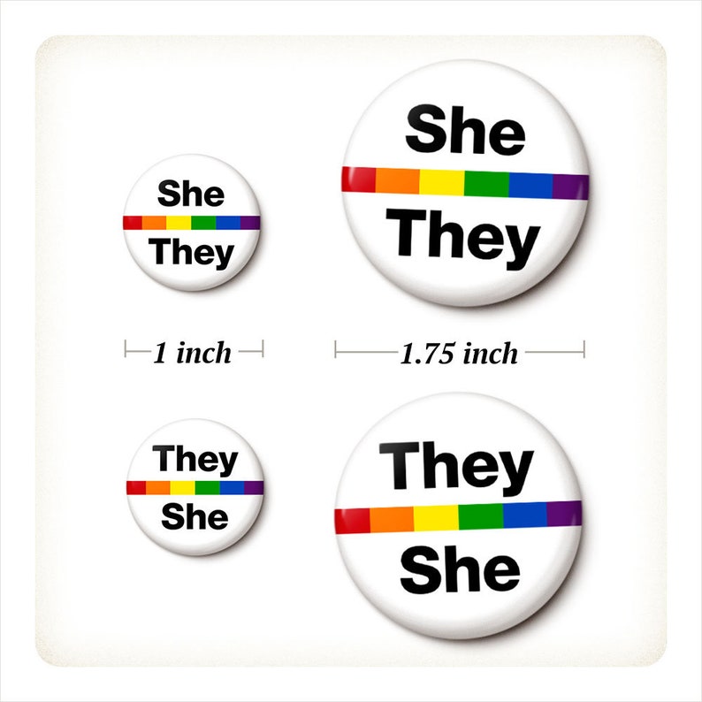 Pronoun Pin Helvetica Pride Flag Pronoun Pin Button She He They Them Any Ask Me Bulk Pronoun Pins 1 Inch or 1.75 Inch Pinback Button image 7