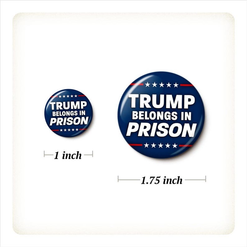 Trump For Prison Buttons Pin Set Arrest Trump Pins Penal Code Lock Him Up Anti-Trump Buttons 1 Inch or 1.75 Inch Pinback Buttons image 4