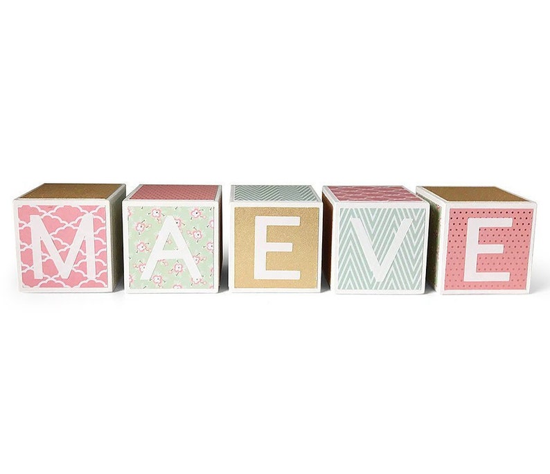 Price per block Personalised name letter baby christening wooden blocks gift