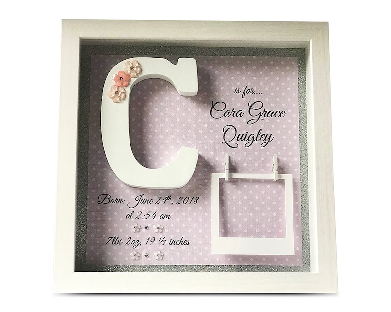 Personalized baby shadow box birth stats wall art baby name | Etsy