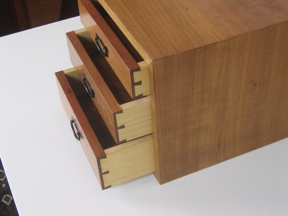 Cherry And Rosewood Dovetailed Box With Dovetailed Drawers Etsy
