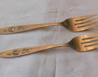 Oneida Rose Duet Salad Fork Stainless Flatware Silverware Glossy Oneida Rose Duet Salad Fork Stainless Flatware Silverware Glossy