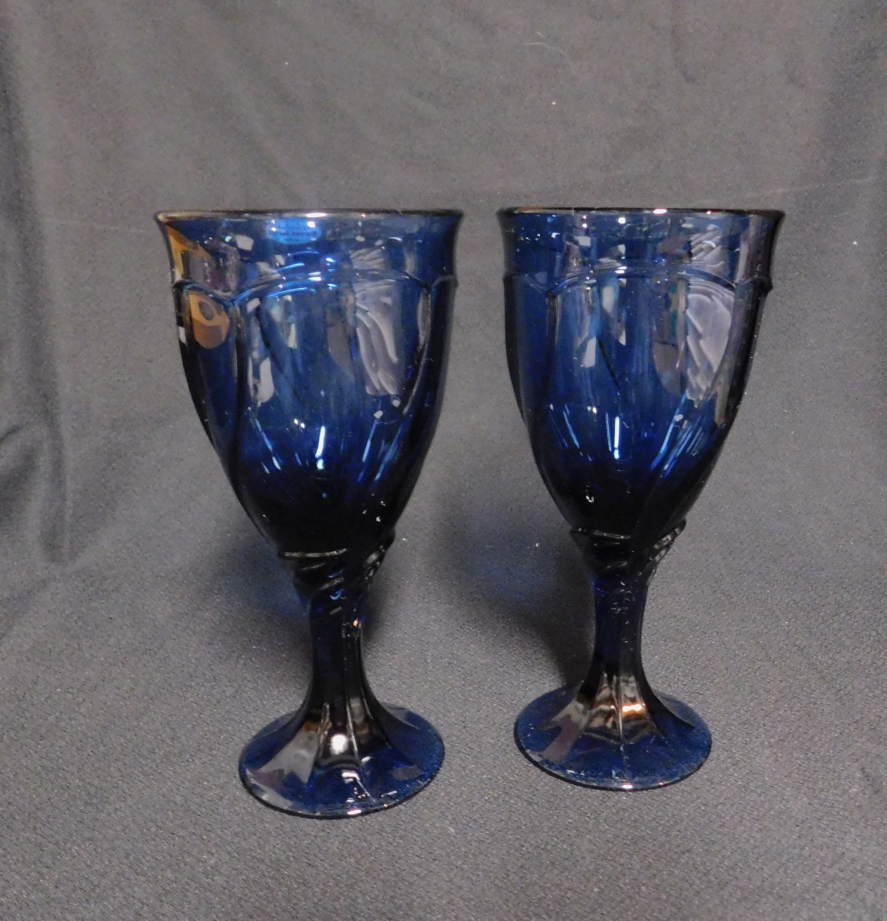 Noritake Crystal SWEET SWIRL Dark Blue Pair Goblets 7 Etsy