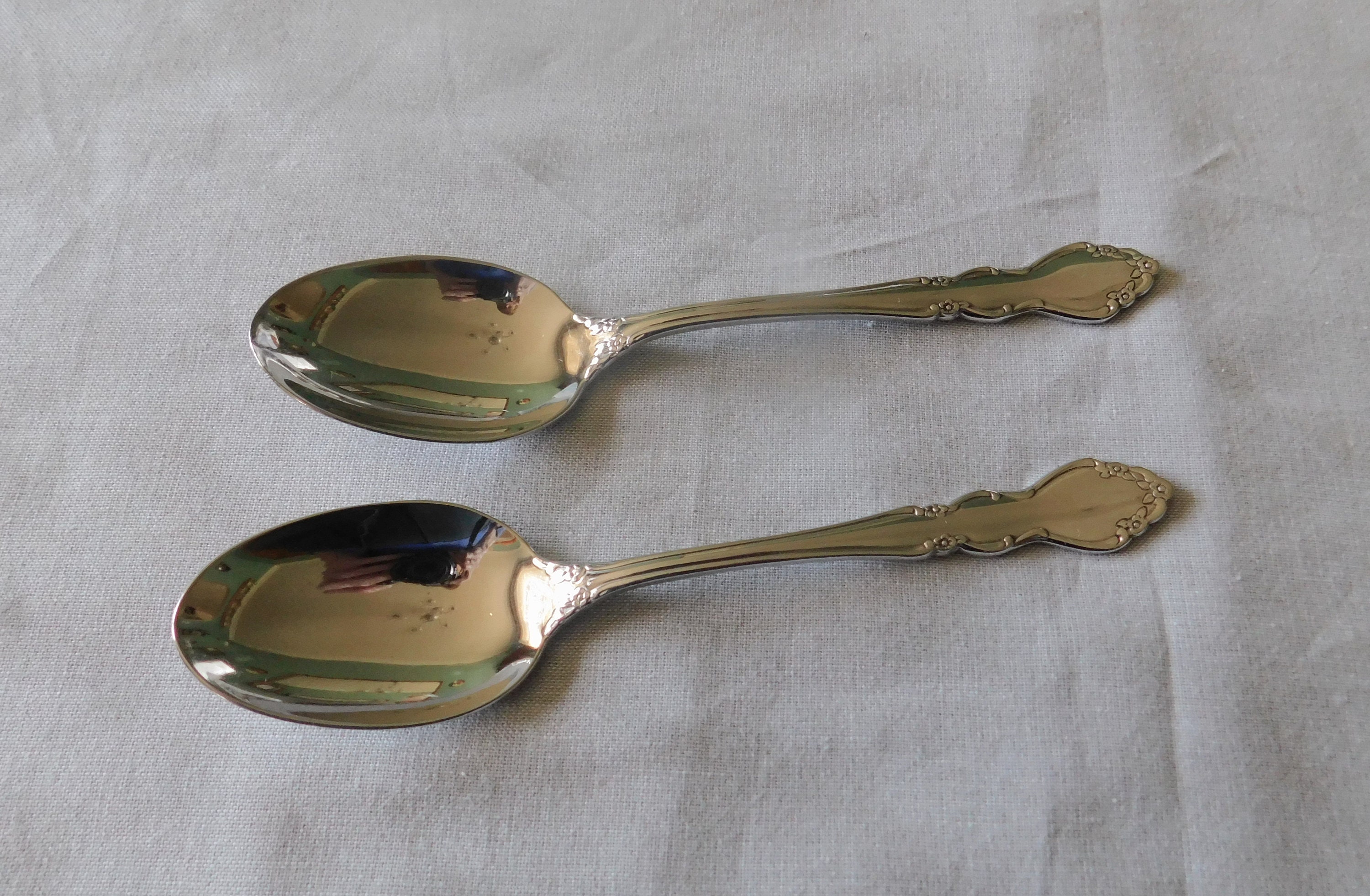 Oneida Stainless DOVER Pair Oval Soup Place Spoons 6 5/8 Etsy