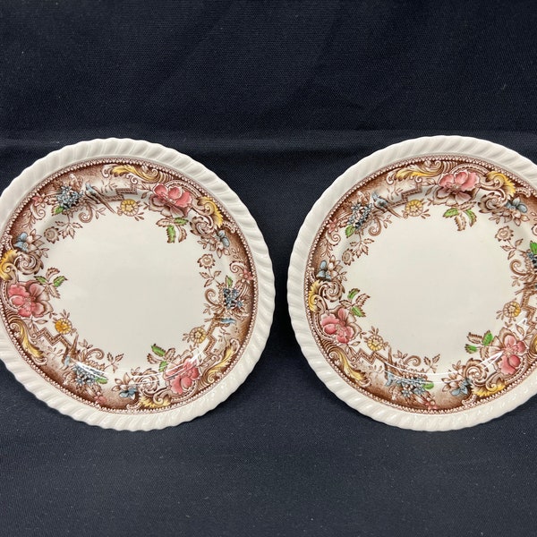 Johnson Brothers DEVONSHIRE (Multicolor Brown) Pair Bread & Butter Plates 6 1/4"