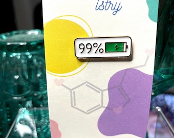 99% Battery Enamel Pin | Energy Level Geeky Pin | Funny Tech and Productivity Aesthetic