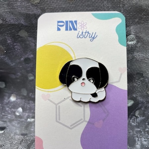 Kawaii Puppy Dog Enamel Pin Cute Black and White Dog Lover Pin  Pet Gift Whimsical Aesthetic