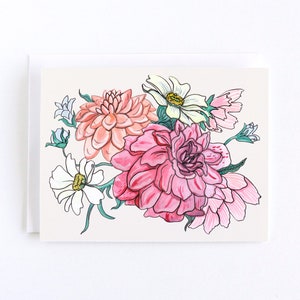 Blumenstrauß Grußkarte | A2 11,6x14cm | Innenseite blanko mit passendem Umschlag | Floral Handgemalte Klappkarte | Alle Gelegenheiten