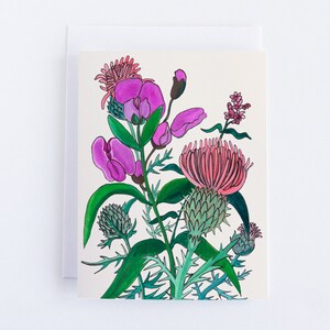Ironwood and Distle Grußkarte | A2 11,6x14cm | Innen Grußkarte | Florale Handgemalte Faltkarte