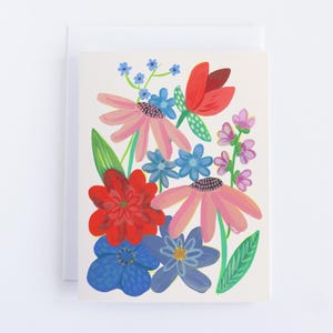 Frühlingsblumen Grußkarte | A2 11,6x14cm | Innen Grußkarte | Florale Handgemalte Faltkarte