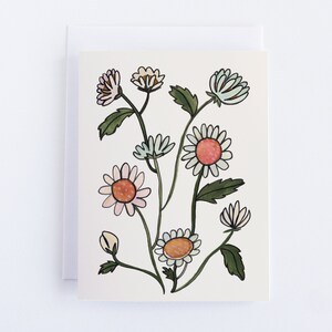 Dainty Daisy Greeting Card | A2 4.25x5.5 inches | Blank inside | Floral Hand-painted Folded Card | Set of 1, 6 or 12 Cards with Envelopes