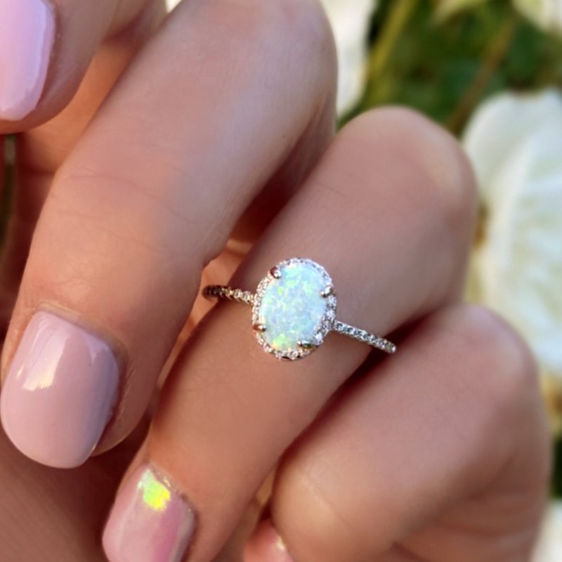 White Opal Ring - Etsy