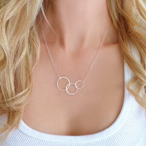 Triple Circle Generations Necklace, Grandmother Necklace, 3 Best Friend Infinity Circle, Gift For Grandma, 3 Generation Family Jewelry Gold image 5