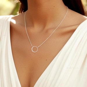 Dainty Circle Necklace: Sterling Silver Eternity Pendant, 14k Gold Fill