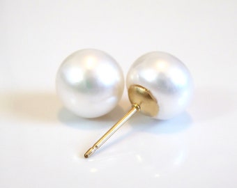 Pearl Stud Earrings Gold, Real Freshwater Pearl Earrings Stud, Post Earrings For Brides or Bridesmaid Gift, June Birthstone Jewelry