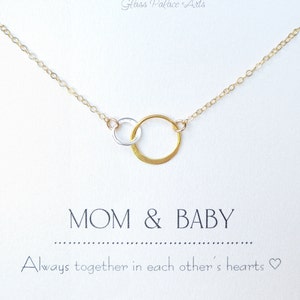 Baby Necklace For Mom, Push Present For Mom Infinity Jewelry, Gold Linked Circle Mother and Child Necklace, Dainty Baby Shower Gift image 4