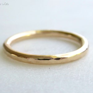 Simple Gold Ring For Women, Thick Plain Promise Ring For Women Gift, Affordable Wedding Band, 2mm 14k Gold Hammered Minimalist Heavy Band
