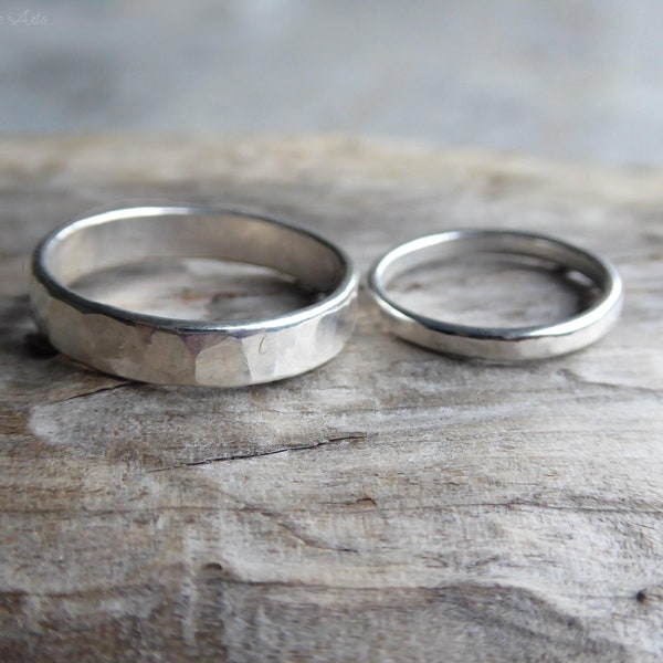 Wedding Band Set His and Hers Bands Matching - Etsy