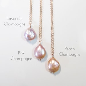 Baroque Pearl Necklace: Champagne Pink Keshi Pearl Pendant