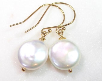 Freshwater Pearl Dangle Earrings For Women, Drop Real Pearl Earrings Wedding Gold, Silver Bridesmaid Jewelry, Sterling Silver, Rose Gold