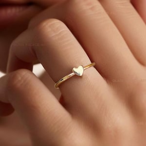 Hammered Heart Ring: Small Dainty 14k Gold Fill, Rose Gold, or Sterling Silver Band